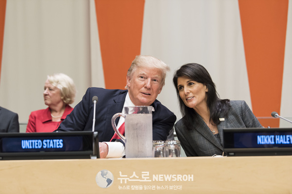 091817 United States President Donald Trump with Nikki Haley, US Permanent Representative to the UN, during the high-level meeting on United Nations reform convened by the United States..jpg