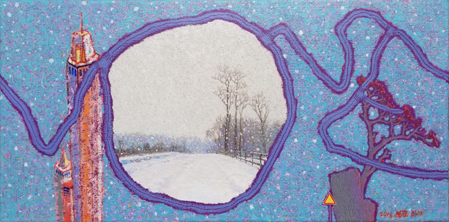 Along the Road - Love Road, Snowing Otterkill Rd _ Oil on Canvas _ 20 x 10 _ 2018.jpg